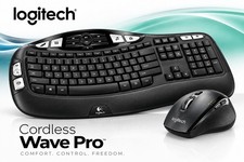 Sealed Logitech Cordless Desktop Wave Pro Keyboard and Laser Mouse (Black) picture