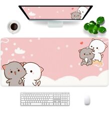 Pink Gaming Mouse Pad Cute Large Kitty Cat 35X15.7X0.12 Inch Extra Large Rubber  picture