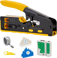 RJ45 Crimp Tool Kit with Tester & 30 Cat6 Connectors for Ethernet picture