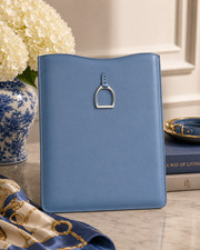 $395 Ralph Lauren Collection Leather Tablet Sleeve Equestrian Case Blue Italy picture