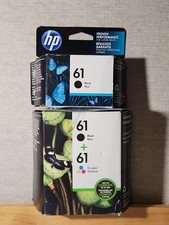 HP LOT 61 Black + Tri-Color Ink + 61 Black Cartridge Exp 09/2019 Factory Sealed picture