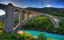 Landscape nature bridge architecture river mountains Custom Gaming Mat Desk picture