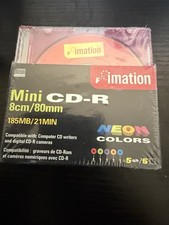 Imation Neon Mini CD-R 5 Pack (202MB/23Min) fit 8cm/80mm CD trays NEW SEALED picture
