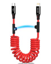 AGVEE 3ft Coiled Short USB-C to Lightning Charging Cable [MFI 3ft, Red  picture