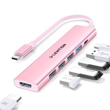 LENTION 6-in-1 USB-C Hub 4K HDMI 4x USB-A PD Charging Rose Gold Japan Import picture
