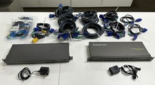 lot - 2 IOGEAR MiniView KVM switch boxes (8-port PS/2) with 18 various cables picture