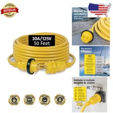 Yellow 30A 125V Shore Power Cable 50ft - Marine Grade, Watertight, LED Indicator picture