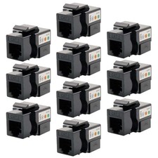 10x Cat3 RJ11 RJ12 Telephone Phone Line Keystone Jack 110 Punch Down 6P6C Black picture