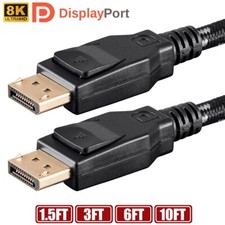 1.5FT 3FT 6FT 10FT DisplayPort DP 1.4 Braided Cable HBR3 8K@60Hz 32.4Gbps HDR PC picture