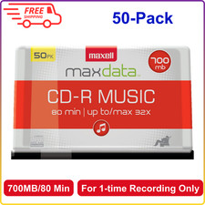 Maxell CD-R Music Spindle, Audio Only, Blank Media, 50-Pk(625156), 700MB/80 Min picture