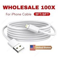 100X Fast Charger USB Cable 3/6FT Lot For iPhone 7 8 Plus 11 12 13 14 Pro Max XR picture
