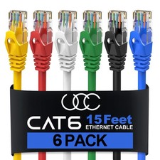 6 PCS Cat6 Ethernet Cable 15 FT LAN UTP RJ45 Network Cord Patch Internet picture