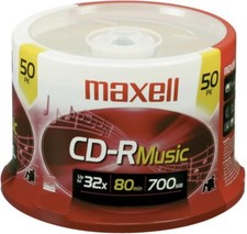 Maxell 625156 - CDr80mu50pk 80-Minute Music CD-rs (50-Ct Spindle) Red Electro... picture