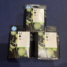 3 PACK Genuine HP 67 Black & Tri-Color ink Cartridges OEM Sealed Box Exp 04/2026 picture