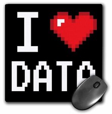3dRose Geeky Old School Pixelated Pixels 8-Bit I Heart I Love Data MousePad picture