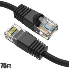 75FT Cat6 RJ45 Ethernet LAN Network UTP Snagless Patch Cable Pure Copper Black picture