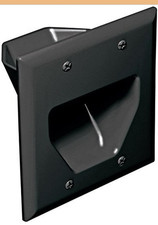 Cable Entry Cover Plate 2 Gang Recessed Low Voltage Cable Wall Plate-CE2BL-New picture