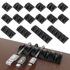 Rankie Cable Clips, Self Adhesive Cord Holders, Cord Organizers, 16-Pack, Black picture