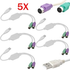5Pcs Dual PS2 Female to USB Male Converter Adapter Cable for Mouse Keyboard picture