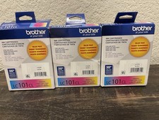 NEW SEALED 3 Brother Ink Cartridges LC101CL Magenta Cyan & Yellow EXP 2026-2027 picture