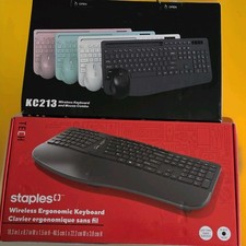 Lot Of 2 USB Computer Keyboards-Staples Tech Wireless ST62603 + Trueque Wireless picture