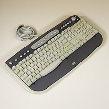 HP 5185-2027 Keyboard 5308 USB Multimedia Gray Blue Retro Vintage Cleaned Tested picture