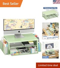 Sleek 2-Tier Computer Monitor Stand in Green - Elevate Your Workspace Aesthetics picture