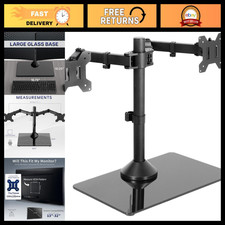 Dual Monitor Stand with Glass Base, Adjustable Arms, Fits 2 Screens up to 32 picture