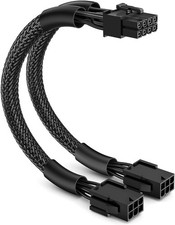 PCIe Power Adapter Cable, Dual 6 Pin Female to 8 Pin Male, Braided Sleeve, 9 ... picture