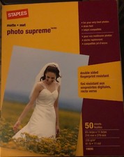Staples Photo Supreme 8 1/2 in x 11in double sided sheets.  50ct new. picture