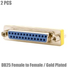 2x DB25 D-SUB 25-Pin Female to Female Coupler Mini Gender Changer Adapter Gold picture