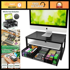 Metal Monitor Stand Riser & Desk Organizer with Drawer - 2-Tier, Sturdy, Anti-Sl picture