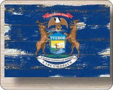 State Flag Of Michigan Mousepad 7 x 9  Distressed Art Photo mouse pad picture