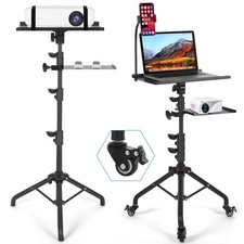 Laptop Tripod on Wheels with 2 Shelves, Portable Projector Floor Stand Adjust... picture