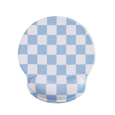 Blue Checkered Mouse Pad with Gel Wrist Rest, Wrist Support, Ergonomic Desk A... picture