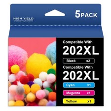 1-5PK T202XL 202XL Ink Cartridge 202-XL Ink Cartridges work with WF-2860 XP-5100 picture