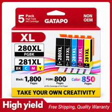 5PK 280XL/281XL Ink Cartridges compatiblefor Canon PGI-280XL CLI-281XL TS702 picture