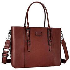 MOSISO PU Leather Laptop Tote Bag for Women (17-17.3 inch), 17.3 inch, Brown  picture