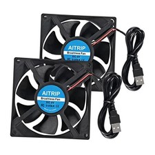 AITRIP 2PCS 80mm USB Fan 5V Brushless 8025 80x25mm for Cooling DIY 2PCS 5V USB picture