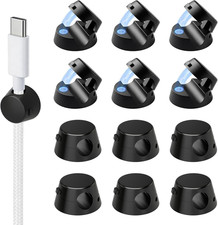 12 Pack Mini Magnetic Cable Clips Cord Organizer Under Desk Management Adhesive picture