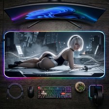 NieR Automata Mouse Pad, 2B LED RGB Desk Mat, Gift for Gamer, Gaming Room Decor picture