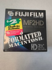 FUJIFILM MF2HD MAC Formatted High Density 3.5in Floppy Disk 10 Pack NEW SEALED picture