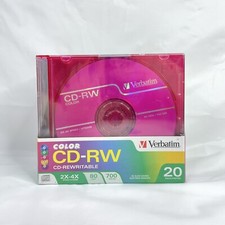 2004 Verbatim 20 Pack Color CD-RW 80MIN 700MB 2x-4x Speed Discs In Slim Cases picture