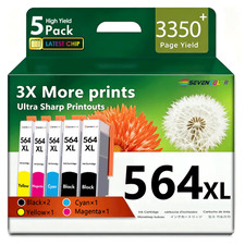 564XL High Yield Ink Cartridges (5-Pack, 2Black/1Cyan/1Magenta/1Yellow) picture