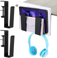 2 Pack Adjustable Desk Side Laptop Holder Heavy-Duty Metal Desk Side Storage ... picture
