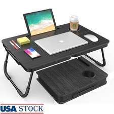 Foldable Laptop Bed Desk Portable Multi-Functional Table W/ Cup Holder New picture