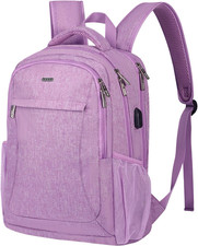 Travel Laptop Backpack with USB Charging Port, Waterproof, Purple picture