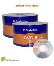 100 VERBATIM Blank 16X DVD-R DVDR Branded Logo 4.7GB Recordable Media Disc picture