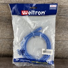 Lot of 4 Weltron 90-C6B-7BL 7' Cat 6  UTP PVC w/Boots Patch Cable Blue New FreSH picture