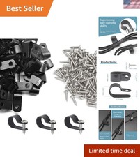 Durable 50 Pcs Black Nylon Cable Clips with Stainless Steel Screws Included picture